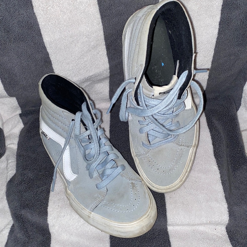 VANS off the wall pro skate shoes hightop pale green suede & canvas M sz9 sk8-hi